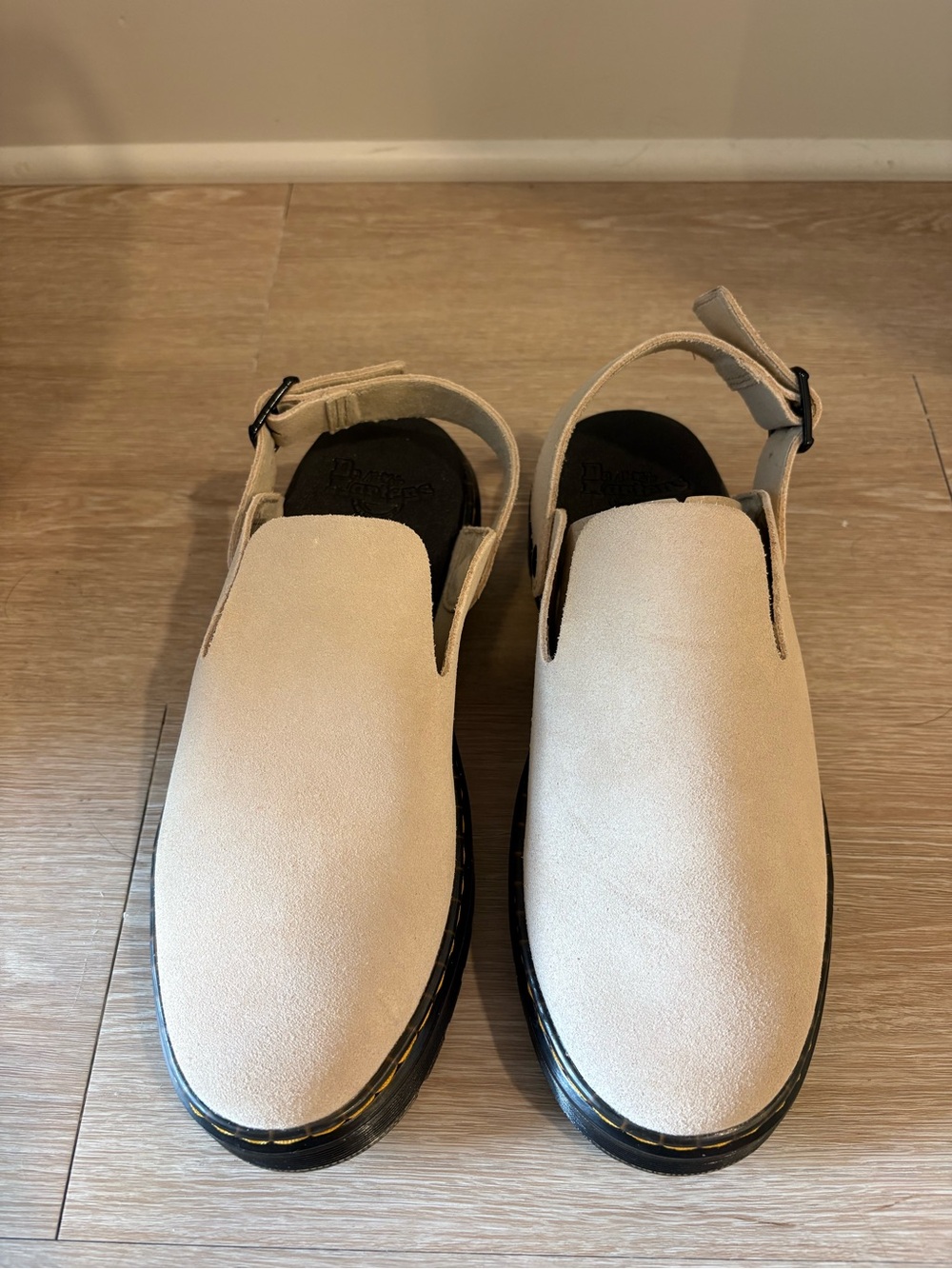 Dr. Martens Beige Suede Slingback Slip-On Loafers